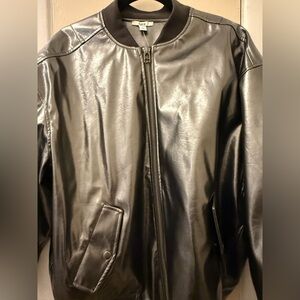 Bar III foil faux leather jacket metalic gray. New